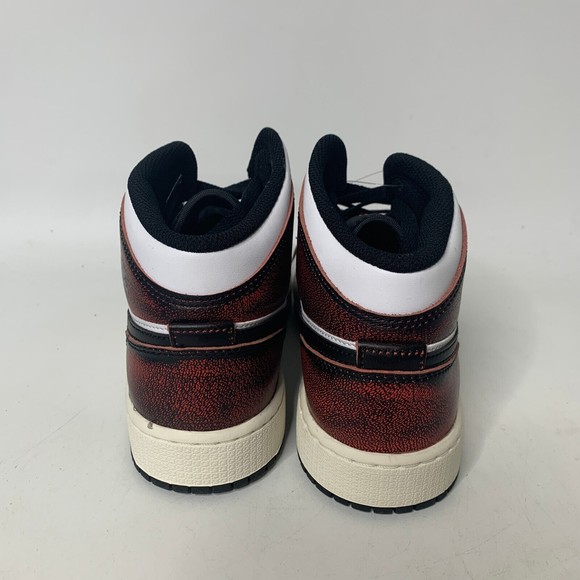 Air Jordan 1 Mid GS Sz 6Y SE Black/Infrared White-Sail Wear Away FB0568-006 main image 5